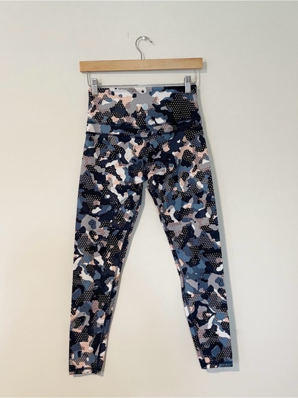 Varley Blue & Pink Camo High-Rise Leggings